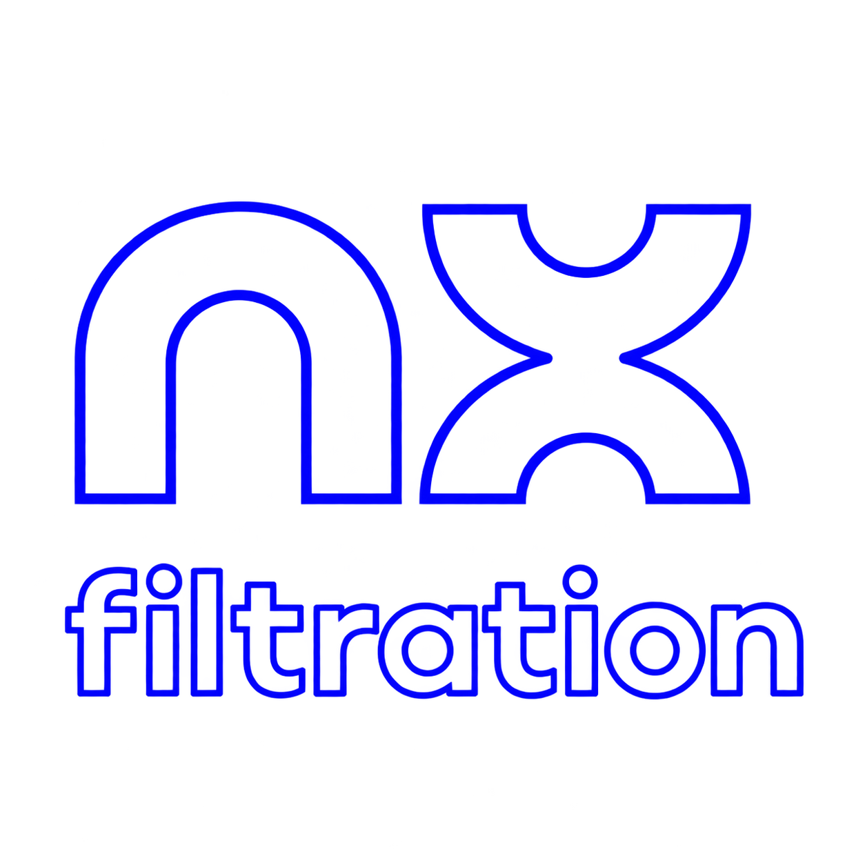 NX Filtration logo in blue outline